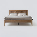 King Size Bed Frame, Solid Wood Platform Bed with Headboard & Footboard, 12 Sturdy Slatted, Central Metal Legs, Easy Assembly, Noise & Anti-Slip, No Box Spring Needed, Barnwood Finish, OLK-30
