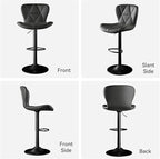 Bar Stools Set of 3,Adjustable Swivel Barstools, Faux Leather Bar Chairs,Upholstered Counter Height with High Backrest for Kitchen Island, Black