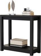 32" Entryway Table, Long Narrow Console Table with Shelves, Farmhouse Wood Sofa Table Behind Couch, Rustic Entry Table for Hallway, Living Room or Foyer, Black