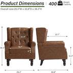Accent Chair, Upholstered Armchair with Button Tufted High Back & Solid Wood Legs, Comfy Wingback Reading Single Sofa Chair for Small Spaces, Living Room, Bedroom-Leather Brown, Set of 1