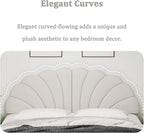 King Size Headboard Only, Petal Wall Mount Headboard King/California King Size for Adjustable Bed Velvet Upholstered Head Board Easy Assembly, Cream