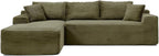 108 Inch Cloud Sectional Couch,Modern Modular Sectional Sofa with Deep Seat,Corduroy Boneless Couches with L-Shape Chaise for Living Room,No Assembly Required (Green, Left Facing Chaise)
