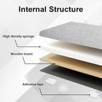 Upholstered Wall Mounted Headboard, 3D Soundproof Wall Panels Peel and Stick Headboard for Queen Size, Tufted, Light Grey (9 Panels, 10" x 24")