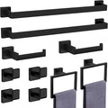 10-Pieces Matte Black Bathroom Accessories Set, Stainless Steel Bathroom Hardware Set, Towel Racks for Bathroom Wall Mounted 24 Inch Bath Towel Bar Set.