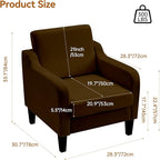 Accent Chair for Living Room, Modern Velvet Living Room Chairs with Wide Backrest, Upholstered Comfy Chair with Cushion, Oversized Sofa Chairs with Wood Legs, Single Armchairs, Brown