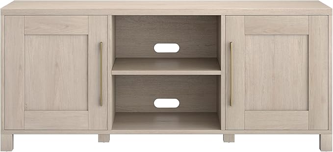 Henn&Hart Rectangular TV Stand for TV's up to 65" in Alder White, for Home, Living Room, Bedroom, Entertainment Room, Office