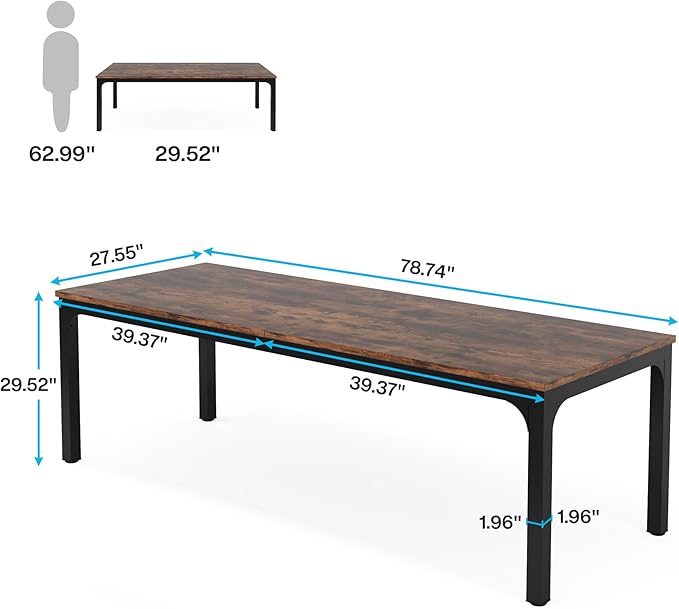 Tribesigns 78.7 Inches Extra Long Computer Desk 2 Person Desk, Double Long Desk, Workstaion for Home Office, Brown+Black