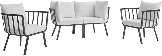 Modway Riverside Outdoor Furniture, 4-Piece Set, Gray White