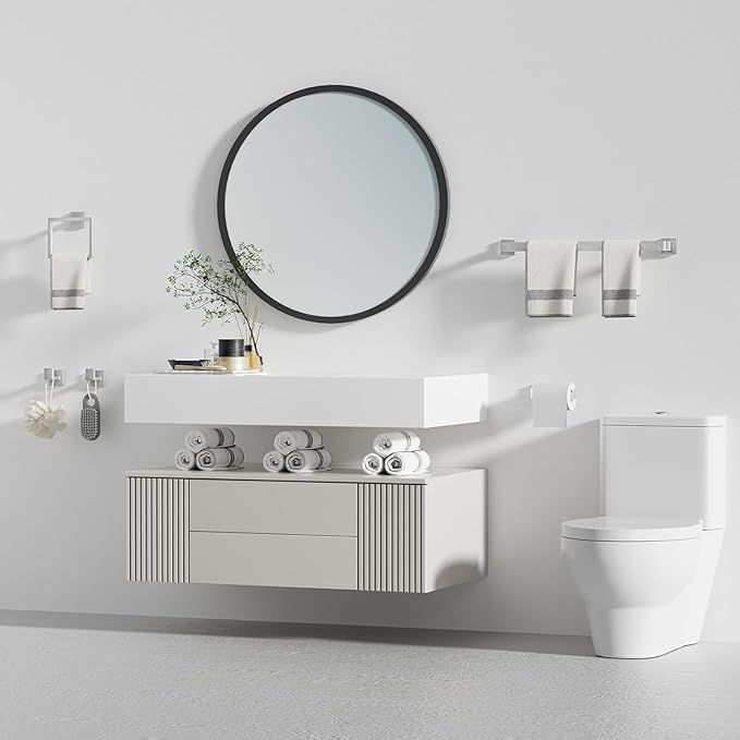 15-Piece Brushed Nickel Bathroom Accessories Set – 23.6" Towel Bar, Towel Ring, Toilet Paper Holder & Hooks, Wall Mounted Bathroom Hardware, Rust & Corrosion-Resistant, Ideal for Modern Bathrooms