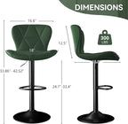 Bar Stools Set of 1,Adjustable Swivel Barstools, Faux Leather Bar Chairs,Upholstered Counter Height with High Backrest for Kitchen Island, Green
