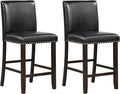 COSTWAY Bar Stools Set of 2, 25.5” PVC Leather Armless Counter Height Chair with Back, Kitchen Island Breakfast Chair for Dining Room, Party Room & Restaurant (2, Black)