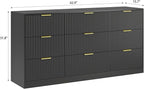 9 Drawer Dresser for Bedroom with Deep Drawers, 63" Wide Wood Dresser, Large Floor Chest of Drawers, Modern Long TV Stand, Storage Cabinet Side Table, Black