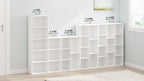 Furinno LUDER Book Shelf, 7-Cube Bookshelf, Bookcase, 9.4 x 19.5 x 41.7, for Living Room, Bedroom, Home Office, White