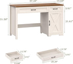 Vabches Farmhouse 51" Executive Desk,Computer Desk with Drawers and Storage Cabinet, Workspace for Home Office and Study