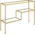 Crosley Furniture Sloane Sofa Console Table with Storage Shelves for Hall, Entryway, or Living Room, Gold