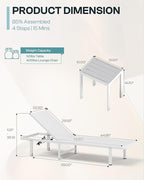 Pool Lounge Chairs, Chaise Lounge Outdoor with Wheels and 5-Position Recliner -Easy to Move- Aluminum Patio Lounge Chair for Poolside, Deck (White)