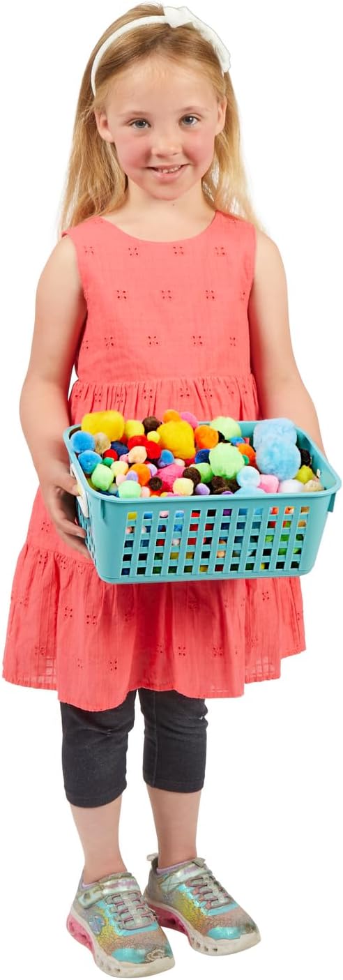 Really Good Stuff Medium Plastic Book Baskets, 11" by 7.5" by 4.5" - 12 Pack, Water, Versatile Storage Solution for Classroom, Home and Office, Toy Storage, Multi-Purpose Organizer Basket