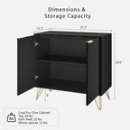 Fluted Storage Cabinet, 2 Doors Sideboard Buffet Cabinet, Modern Wood Accent Table with Adjustable Shelves, Console Table for Living Room, Hallway, Entryway, Black