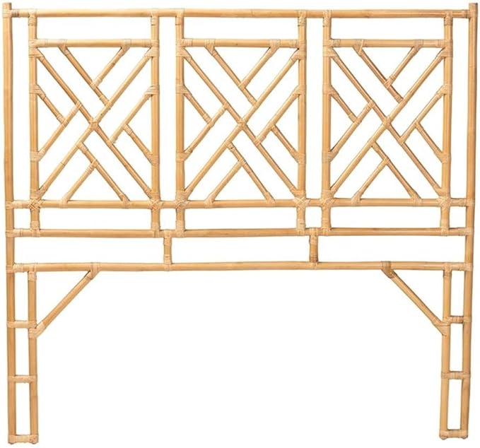 Pemberly Row Bohemian Natural Rattan King Size Standalone Headboard