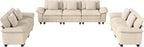 Cloud Couch Sectional Sofa Set, Plush 24.4-Inch Deep 7-Seat Sectional with Velvety Chenille & Removable Arms for Living Room and Apartment, Beige