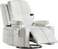 Triple Motor Power Swivel Rocker Recliner Chair with Adjustable Armrests for Adults Elderly, FSC Certified Faux Leather Rocking Chair Nursery for Breastfeeding(White)