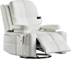 Triple Motor Power Swivel Rocker Recliner Chair with Adjustable Armrests for Adults Elderly, FSC Certified Faux Leather Rocking Chair Nursery for Breastfeeding(White)