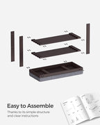 SONGMICS Bamboo Shoe Bench, 3-Tier Shoe Rack Organizer for Entryway, Living Room, Bench Seat Holds Up to 300 lb, 11.9 x 20.5 x 19.2 Inches, Rustic Walnut and Slate Gray ULBS504M01