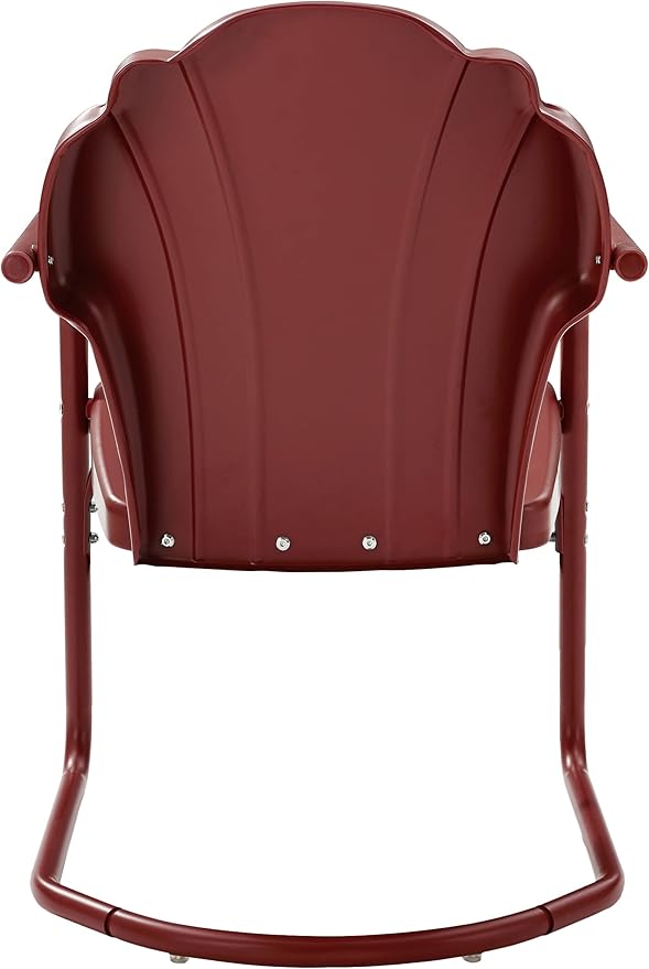 Crosley Furniture Tulip 2-Piece Outdoor Chair Set, Retro Metal Patio Chairs for Dining, Porch, Deck, Balcony, Dark Red Satin