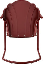 Crosley Furniture Tulip 2-Piece Outdoor Chair Set, Retro Metal Patio Chairs for Dining, Porch, Deck, Balcony, Dark Red Satin