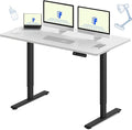 FLEXISPOT E3 Dual Motor Electric Standing Desk 60x24 Inch Whole-Piece Board Height Adjustable Electric Sit Stand Desk (Black Frame + White Desktop, 2 Packages)
