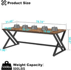 LVB 78.7" Computer Desk, Industrial Extra Long Wood Home Office Desk, Large Rustic Modern Metal Workstation Pc Study Writing table, Dual monitor Double Work Executive Desk for Two Person, Rustic Brown