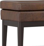 SIMPLIHOME Carlson 45-inch Wide Vegan Faux Leather Ottoman Bench in Distressed Black with Solid Wood Frame for Living Room, Entryway, or Bedroom