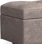 SIMPLIHOME Shay 48 inch Wide Mid Century Modern Rectangular Storage Ottoman in Distressed Grey Taupe Vegan Faux Leather, Assembled, for The Living Room, Entryway and Family Room