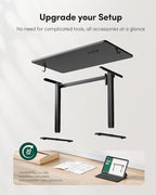 FEZIBO One-Piece Standing Desk Adjustable Height Stand up Home Office Desk, 32x20 Inch Electric Standing Computer Desk, with 4 Memory Presets, Headphone Hook, Black