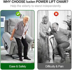 PELUMY Power Lift Recliner Chair for Elderly with Massage and Heat, Dual Motor Heavy Duty 350lbs Recliner, 8-Point Vibration & Lumbar Heating, Electric Lift Chair (Chenille, Light Grey)