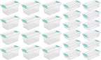 Sterilite Medium Clip Latch Lid Storage Container Tote, 12 Pack, and Small Clip Latch Lid Storage Container Tote, 12 Pack for Home Organization