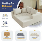 100.7 Inch Cloud Sectional Couch, Boneless Sofa for Living Room, Corduroy Modular Couch with L Shape Chaise, Modern Compressed Sofa in a Box, Memory Foam Filling (Beige)