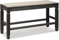 Signature Design by Ashley Tyler Creek Urban Farmhouse Counter Height Upholstered Dining Bench, Almost Black
