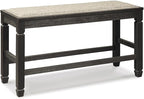 Signature Design by Ashley Tyler Creek Urban Farmhouse Counter Height Upholstered Dining Bench, Almost Black