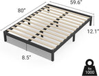 LIFEMENT Classic Wood Platform Bed Frame, Essential, Noise Free, Under Bed Storage, No Box Spring Needed, Easy Assembly (Black, Queen (U.S. Standard))