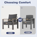 Aoxun Aluminum Patio Furniture Set 2 Seats, Oversized Outdoor Sectional with Washable Thick Cushions, Coffee Table and Waterproof Cover, Patio Conversation Sets for Porch, Balcony, Deck