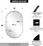 ANDY STAR Oval Bathroom Mirrors, 30x48’’ Double Vanity Mirror, Black Oval Mirrors for Bathroom, Stainless Steel Framed, 1’’ Deep Wall Mounted Vertical/Horizontal