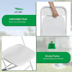 30 Pack White Plastic Folding Chairs, Portable Party Chairs, Stackable Commercial Seats with Steel Frame for Home Office Wedding Party Indoor Outdoor Events Chairs, 350lbs Capacity