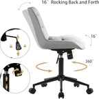 Kidol & Shellder Faux Leather Office Chair, Adjustable Swivel Height Task Chair, Rolling Wheels & Soft Backrest - Armless Ergonomic Desk Chair for Home, Office,Vanity,Gaming（Gray）