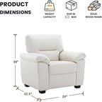 Morden Fort Faux Leather Chairs Set of 2, Modern Luxury Leather Sofa Chair Easy Clean Skin-Friendly Leather Accent Arm Chairs for Living Room Apartment Office Lounge Comfy Reading, White