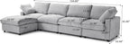 Cloud Couch Modular Sectional Sofa,134" L Shaped Couch, Oversized Convertible Wide Seater,4 Seater with Ottoman for Living Room Set, Covers Washable&Replaceable,Gray
