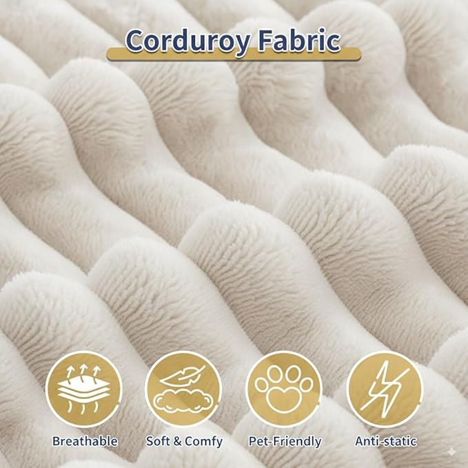 100.7 Inch Cloud Sectional Couch, Boneless Sofa for Living Room, Corduroy Modular Couch with L Shape Chaise, Modern Compressed Sofa in a Box, Memory Foam Filling (Beige)