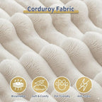 100.7" Boneless Couches for Living Room, Fully Memory Foam Sofa with Deep Seat, L Shape Sectional Couch Corduroy Fabric, Compressed Sofa in a Box,No Assembly Required (Beige, Right Facing Chaise)