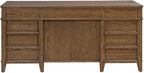 Liberty Furniture Carolina Park Jr Executive Desk with Keyboard Tray, Locking File Storage for Home Office- Amber Brown Oak Wood