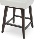 CHITA 26 Inch Counter Height Swivel Bar Stools Set of 2, FSC Certified Modern Upholstered Faux Leather Swivel Barstool Chair with Back, White